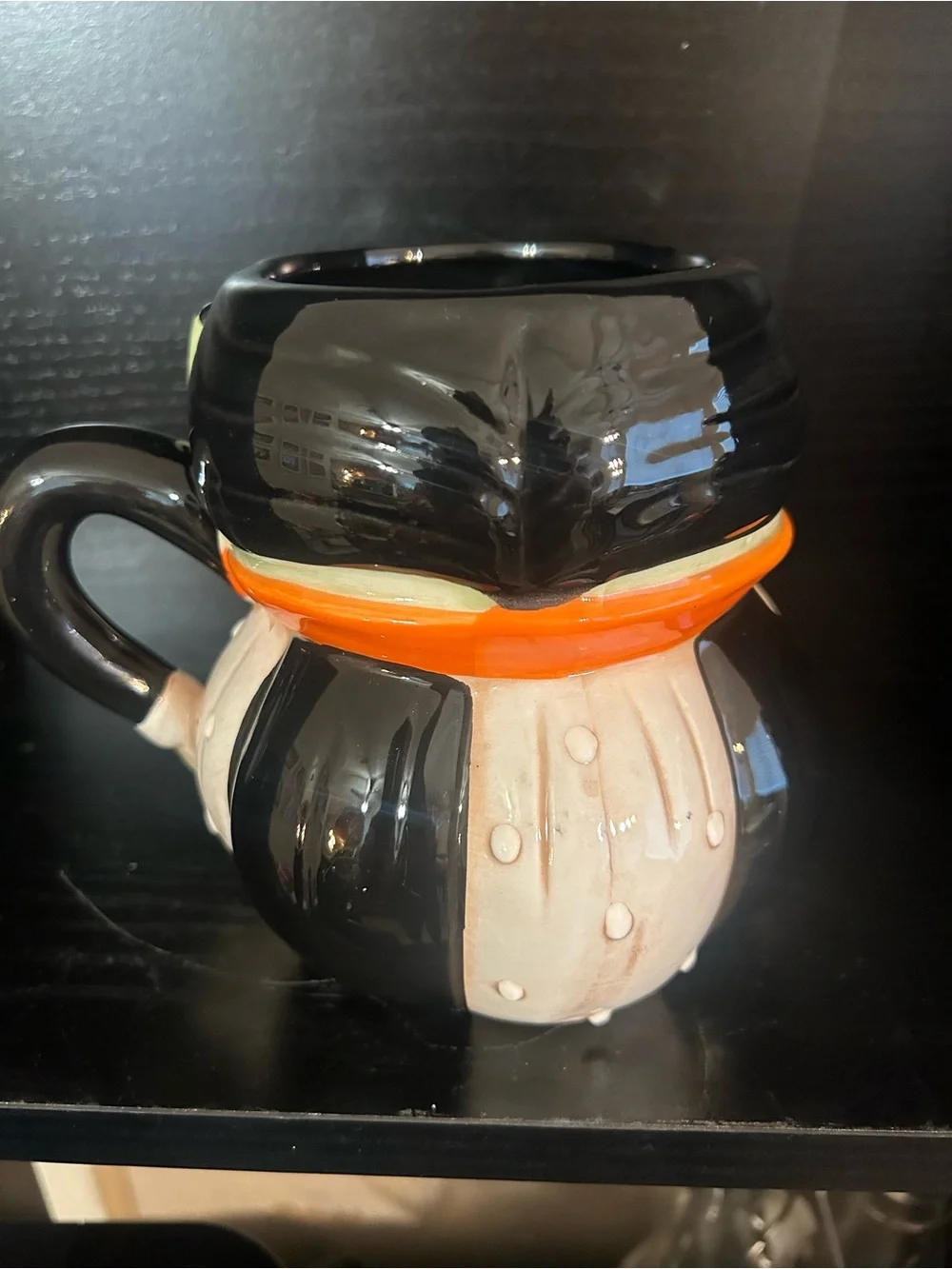 Halloween Vampire Ceramic Mug in Green and Orange